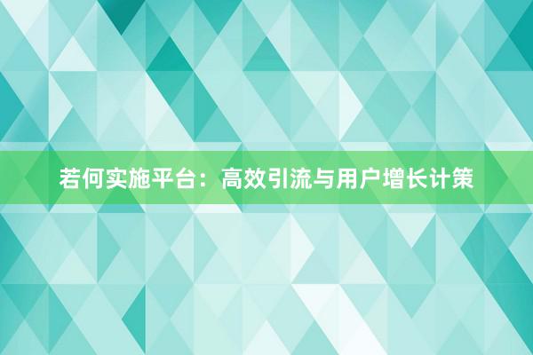 若何实施平台：高效引流与用户增长计策