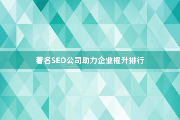 着名SEO公司助力企业擢升排行